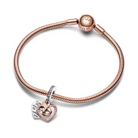 Dije en Plata y  Rose Corazon Infinito Doble en Dos Tonos -2