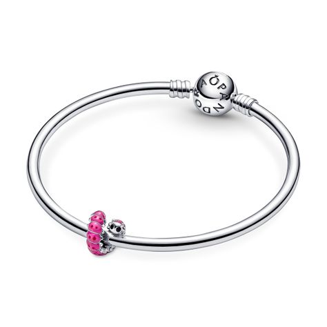 Charm en Plata Linda Oruga Erizada Cristal Negro-1