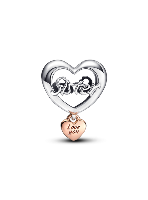 Charm Corazón Yo Te Amo Hermana Recubrimiento en Oro Rosa-0