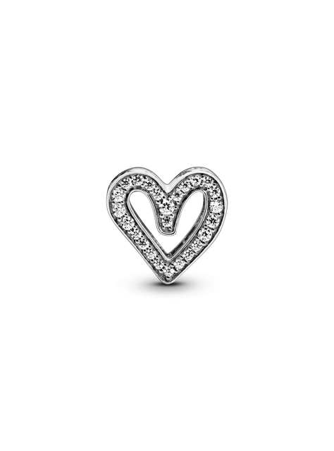 Charm Resplandeciente Corazón de Diseño Libre Plata-0