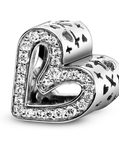 Charm Resplandeciente Corazón de Diseño Libre Plata-1