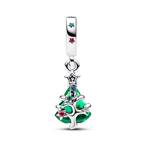Dije en Plata Arbol de Navidad Brillante Piedras Diversas-0