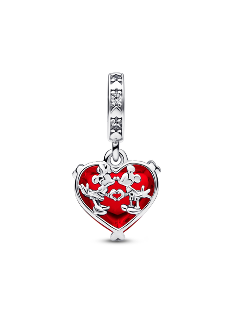 Charm Cristal Murano Rojo Beso Mickey y MinnieMouse Disney-0