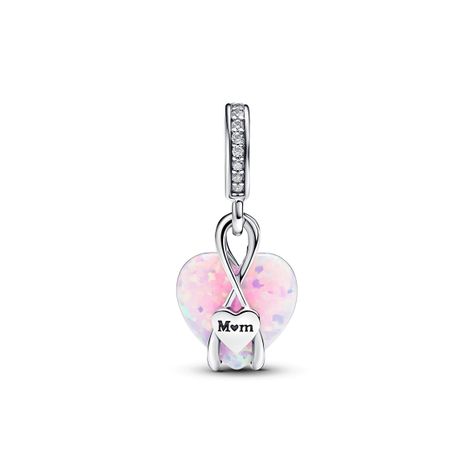 Charm en Plata Corazon Opalescente de Mama. Clara y Opalo Rosado-0