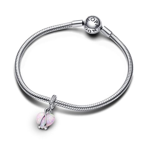 Charm en Plata Corazon Opalescente de Mama. Clara y Opalo Rosado-1