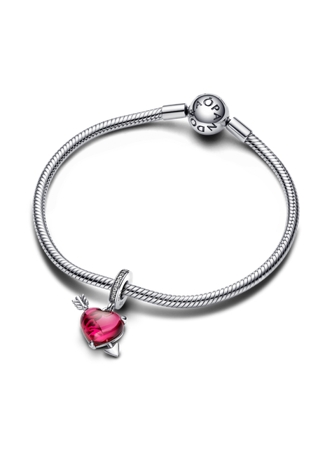 Charm Colgante de Cristal de Murano Corazón Rojo y Flecha-1