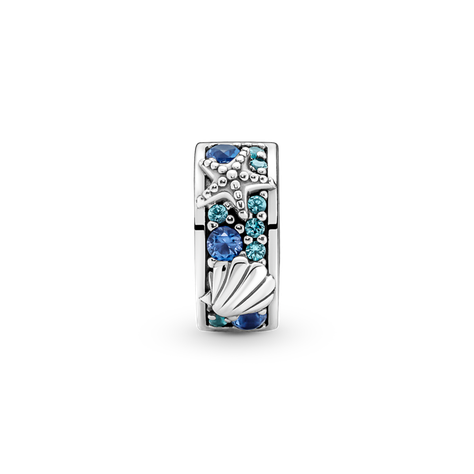 Clip Plata Estrella de Mar y Concha Tropicales Cristales Multicolor-0