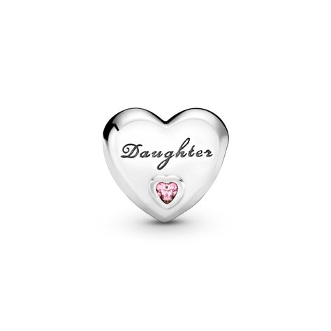 Charm en Plata El Amor De Una Hija Circonia Cubica Rosa-0