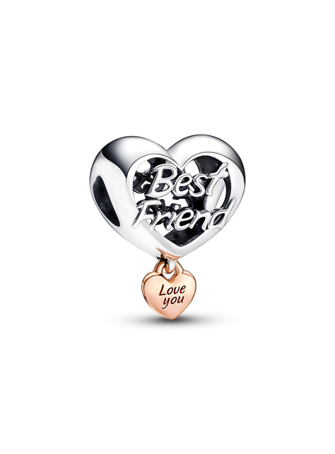 Charm Corazón Te Amo Mejor Amiga Recubrimiento en Oro Rosa-0