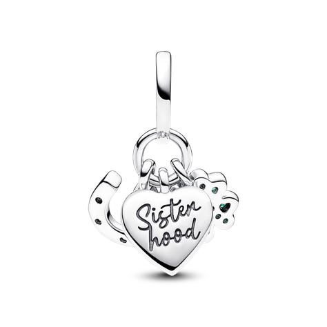 Charm en Plata Trebol de Cuatro Hojas Corazon y Herradura -2