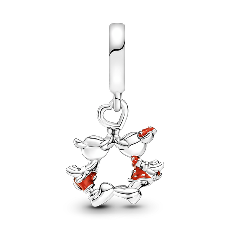 Charm Plata Disney Mickey Mouse y Minnie Mouse Besando -0