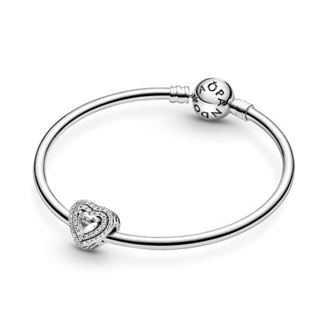 Charm en Plata Brillante Corazones en Niveles Brillante-1