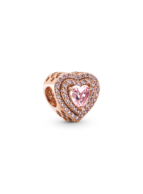 Charm Corazón Nivelado Brillante Recubrimiento en Oro Rosa-0