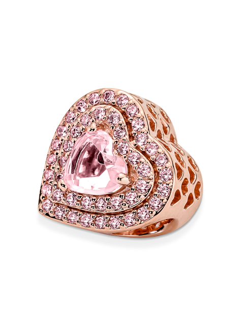 Charm Corazón Nivelado Brillante Recubrimiento en Oro Rosa-1