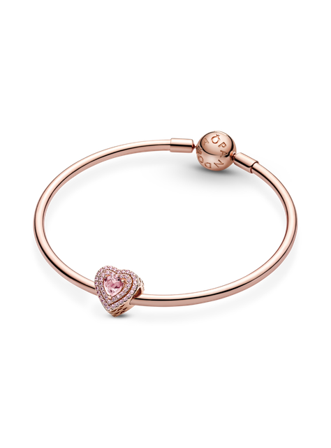 Charm Corazón Nivelado Brillante Recubrimiento en Oro Rosa-2