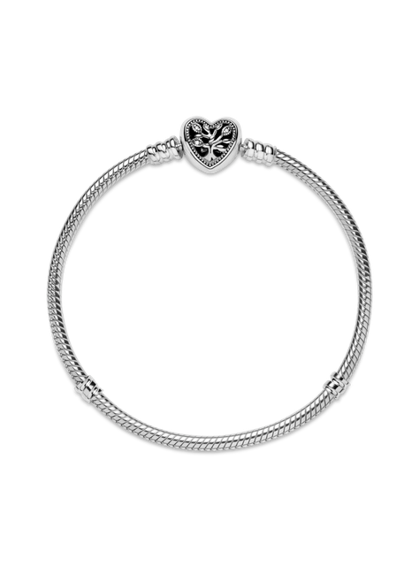 Brazalete en Plata con Cierre de Arbol Familiar en Corazon -0