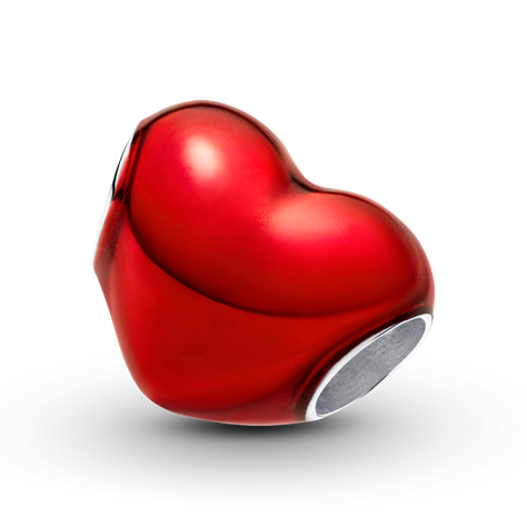 Dije en Plata Corazón Rojo Metalico. Esmalte Rojo-2