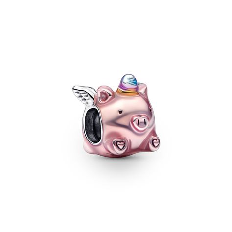 Charm en Plata Cerdo Unicornio Volador Esmaltes Diversos-0