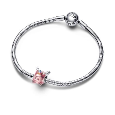 Charm en Plata Cerdo Unicornio Volador Esmaltes Diversos-1