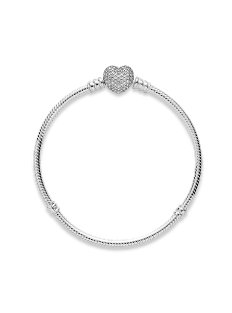 Brazalete en Plata con Broche en Forma de Corazon -0
