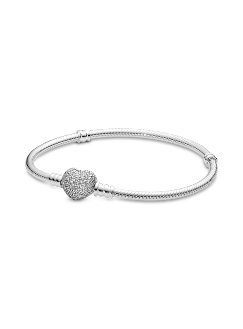Brazalete en Plata con Broche en Forma de Corazon -1
