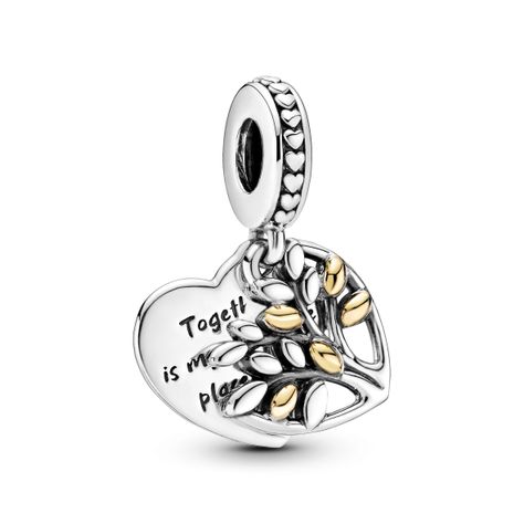 Charm Dos Tonos Colgante Corazón de Árbol Genealógico-0