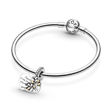 Charm Dos Tonos Colgante Corazón de Árbol Genealógico-1