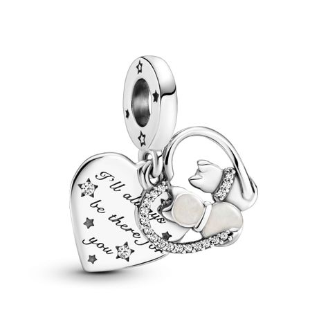 Charm Colgante Gatos y Corazones Zirconia cúbica Talla única-0