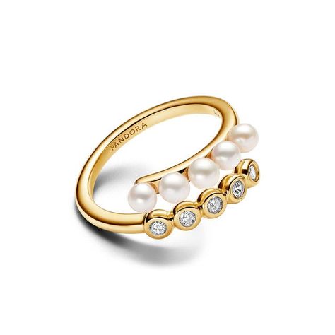 Anillo Abierto Perlas Cultivadas de Agua Dulce y Gemas-0