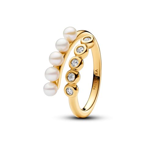 Anillo Abierto Perlas Cultivadas de Agua Dulce y Gemas-1