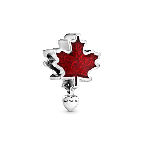Charm Hoja de Arce en Plata con Esmalte Rojo-0