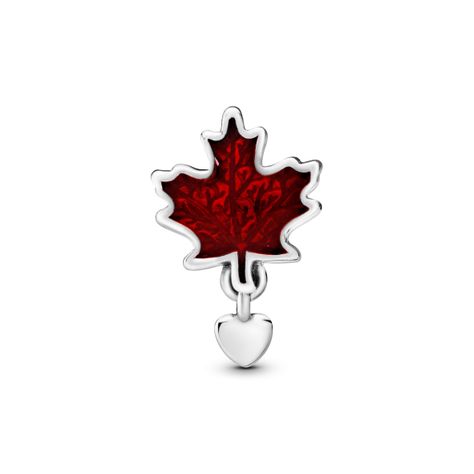 Charm Hoja de Arce en Plata con Esmalte Rojo-1