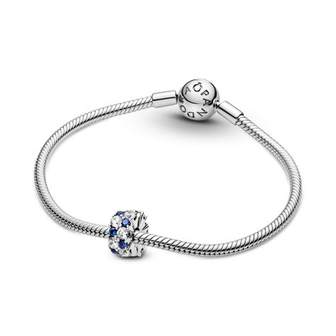 Clip en Plata Brillo Azul Cristal Azul y Transparente-2