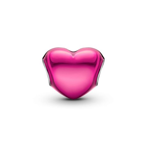 Charm en Plata Corazón Rosado Metalico. Esmalte Rosado-0