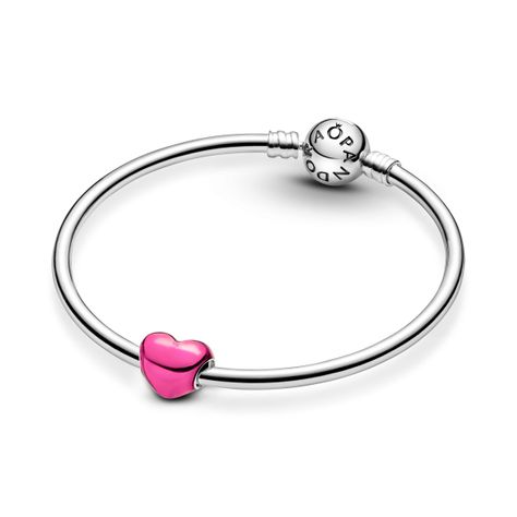 Charm en Plata Corazón Rosado Metalico. Esmalte Rosado-1