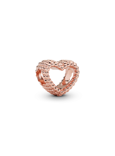 Charm Corazón Abierto con Cuentas Recubrimiento en Oro Rosa-1
