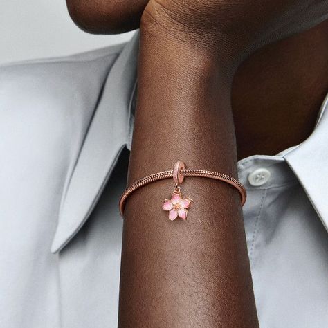 Charm Colgante Flor Cerezo En Recubrimiento Oro Rosa 14K-1