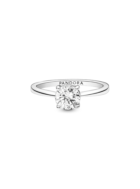 Anillo en Plata Solitario Brillante Circonia Cúbica Clara-0