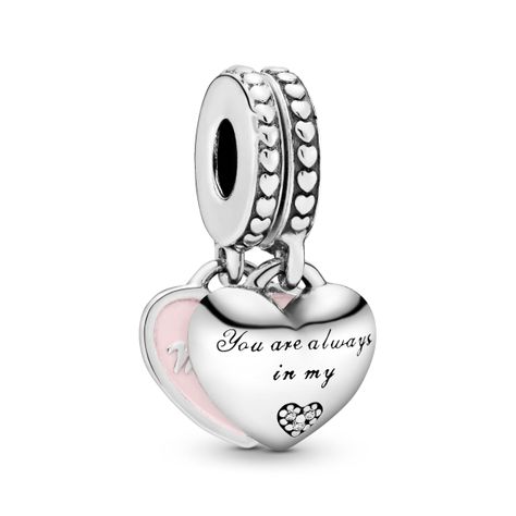 Dije en Plata Corazon Mama e Hija y Esmalte Rosa Suave-0