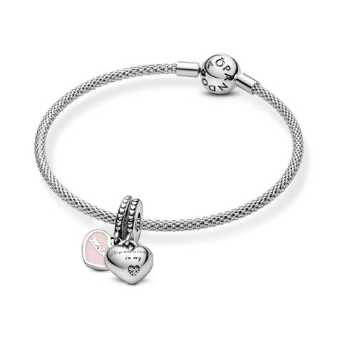 Dije en Plata Corazon Mama e Hija y Esmalte Rosa Suave-2