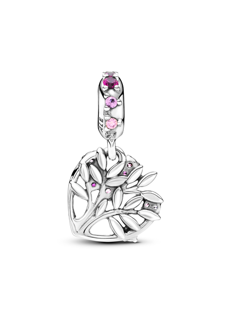 Charm Colgante Árbol Genealógico con Corazón Rosa-0