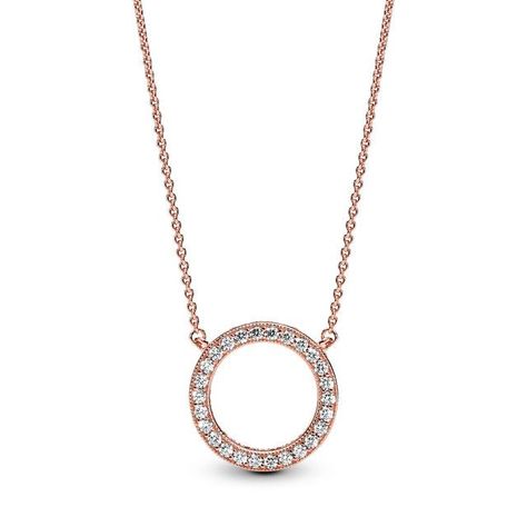 Collar Círculo de Brillo Recubrimiento en Oro Rosa de 14K-0