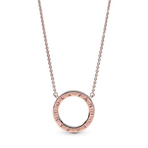 Collar Círculo de Brillo Recubrimiento en Oro Rosa de 14K-1
