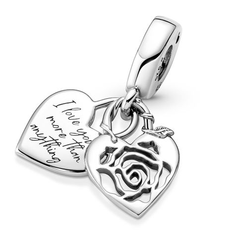 Charm Colgante Candado del Corazón con Rosa -1
