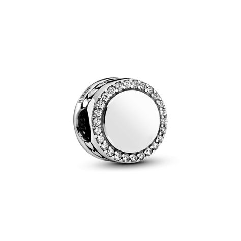 Charm de Botón Brillante en Plata-0