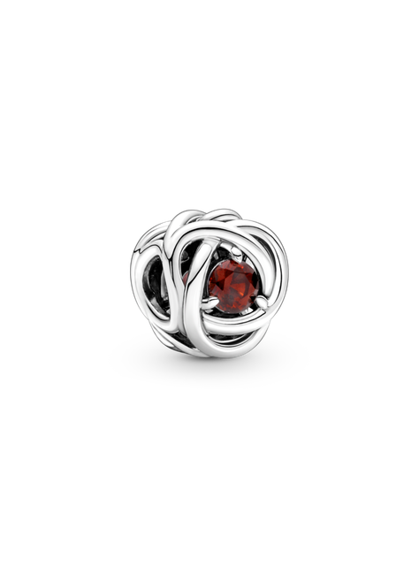 Charm Plata Circulo De La Eterna Primavera con Cristal Rojo-0