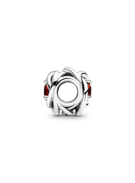 Charm Plata Circulo De La Eterna Primavera con Cristal Rojo-1