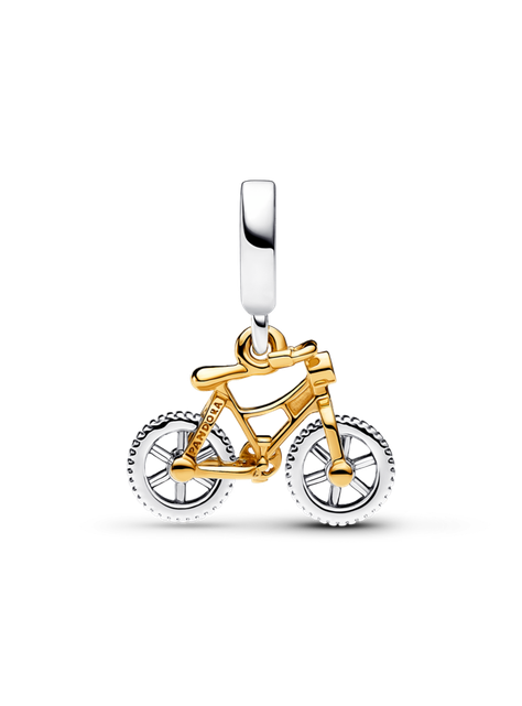 Charm Colgante Ruedas de Bicicleta Girando en Dos Tonos-0