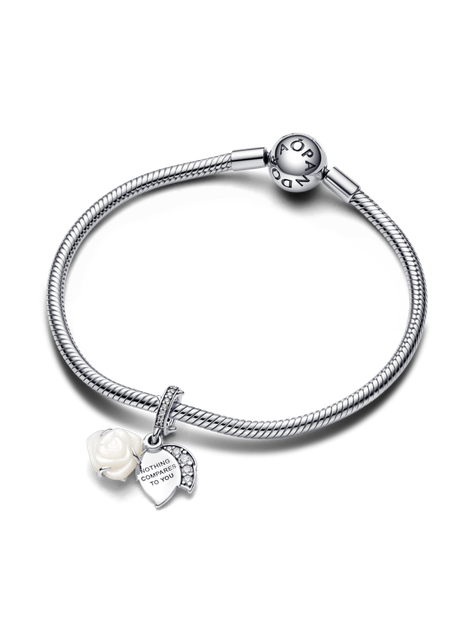 Charm Colgante Doble Rosa Blanca Floreciendo-1