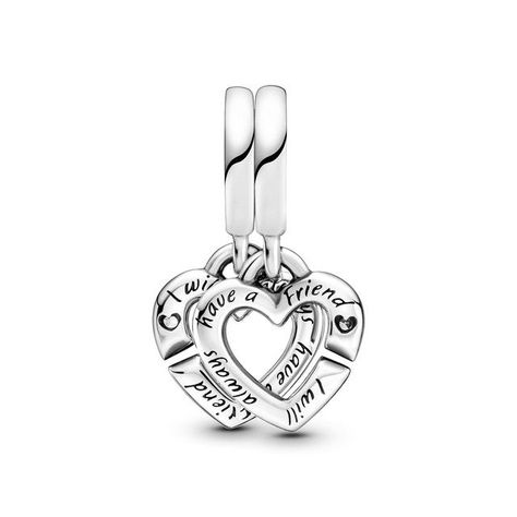 Dije Colgante en Plata Corazones Hermanas Unidos y Separados -0